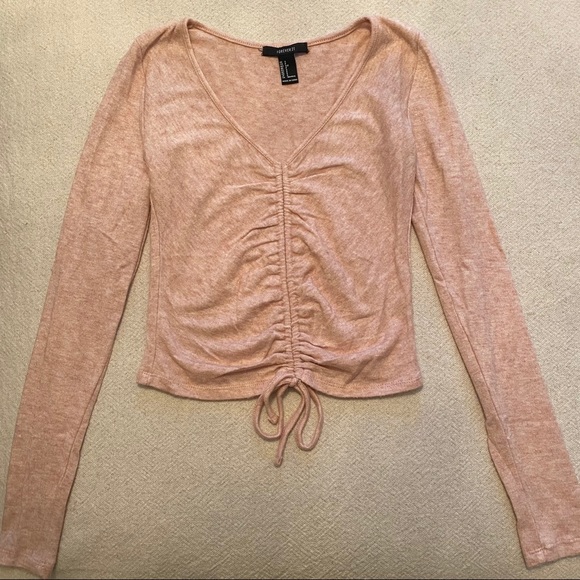FOREVER 21 Blush drawstring long sleeve top - Picture 2 of 4